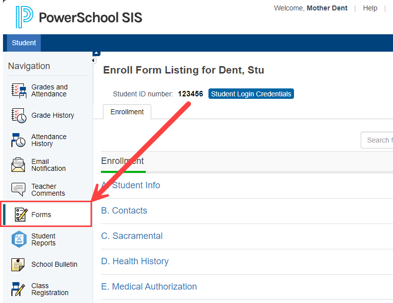 Parent Portal Forms